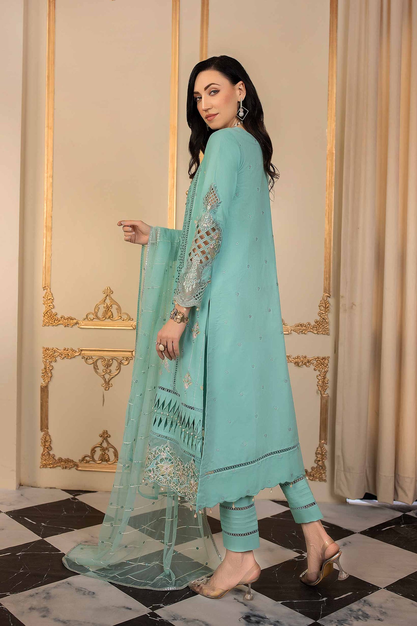 Meem Turquoise Sand-07 Luxury Lawn Collection